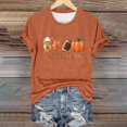 thumbnail image 2 of WHEANG T Shirts for Women Tis The Season Letter Print Crew Neck T Shirt Pumpkin Maple Leaf Graphic Casual Thanksgiving Halloween Short Sleeve Tops for Women Size M Red, 2 of 5