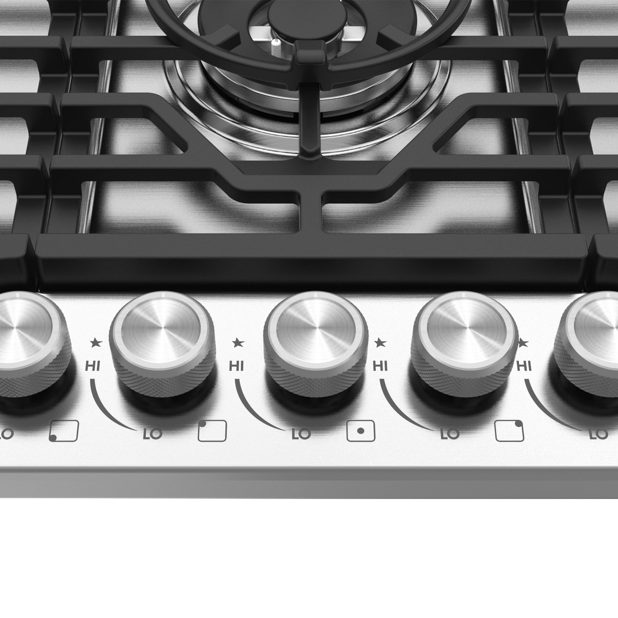 Cosmo 30 in. Vista Collection Drop-in Gas Cooktop with 5 Burners, Metal Knobs in Stainless Steel