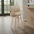 thumbnail image 2 of Armen Living Swivel Bar Stool with White Wash Finished Wood and Vintage Brown Upholstery, 2 of 5