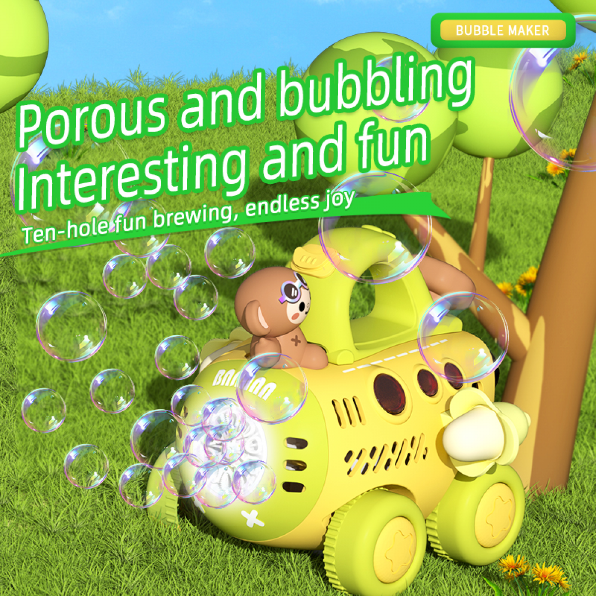 Automatic Bubble Lawn Mower Toys for Kids, Electric Bubbles Machine with Lights, Bubble Maker Blowers for Christmas Birthday Gifts