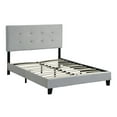 thumbnail image 3 of Queen Size Gray Velvet Upholstered Platform Bed Frame with Tufted Headboard, Modern Style for Comfortable Bedroom, 3 of 7