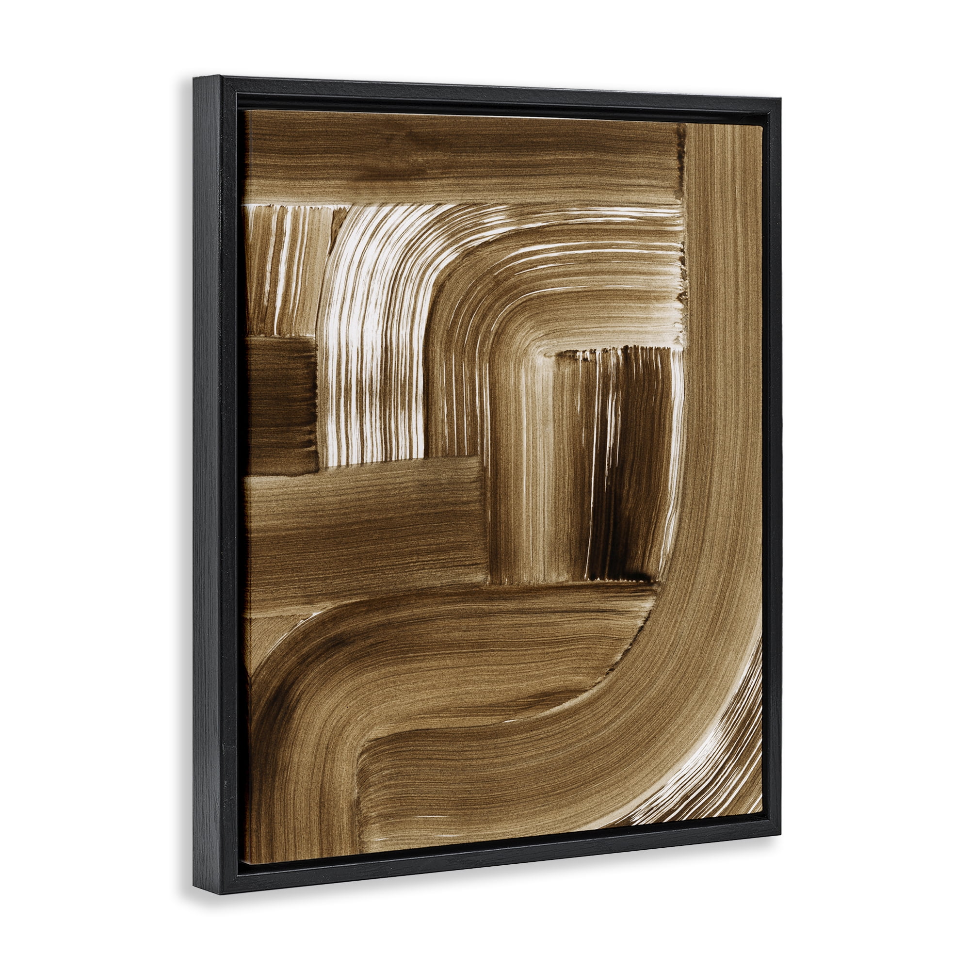 Stupell Industries Brown Curved Arches Abstract Painting Black Floater Framed Canvas Art Print Wall Art, 25 x 31