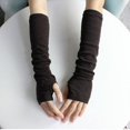 thumbnail image 3 of SPRING PARK Women's Winter Casual Fashion Knitted Arm Fingerless Long Mitten Wrist Elastic Warm Gloves, 3 of 4