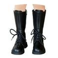 thumbnail image 4 of Huanglei Girls Fashion Knee High Boots For Kids Stylish Leather Lace Up Tall Boots For Young Girls Riding Winter Boots 4.5-5 Years, 4 of 8