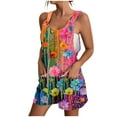 thumbnail image 2 of Aueoeo Women's Boho Printed Jumpsuits Crew Neck Sleeveless Casual Rompers Fashion Beach Travel Vacation Outfits with Pockets, 2 of 5