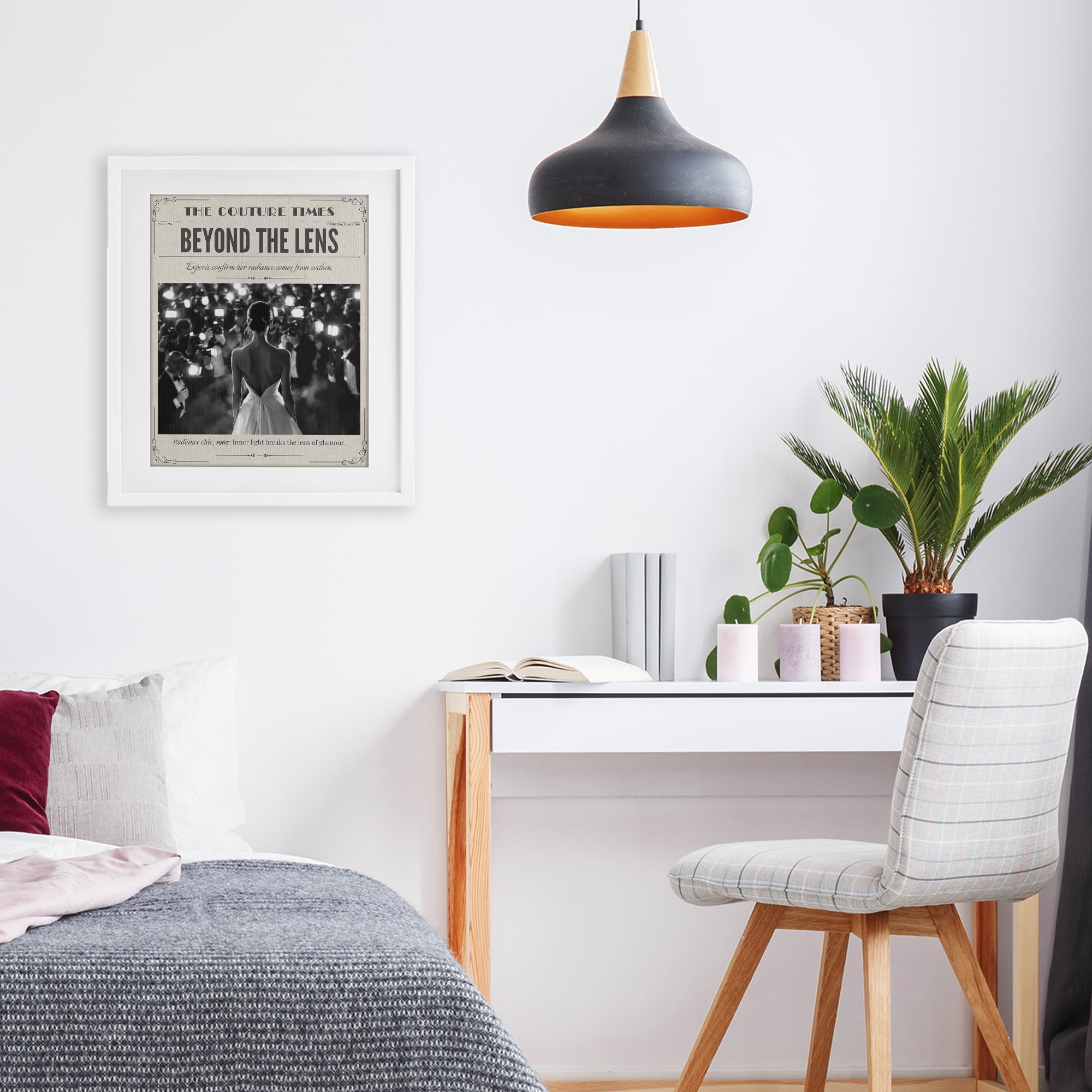 The Couture Times Magazine White Framed Print Under Glass, design by A Barefoot Stylist