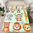 thumbnail image 2 of Manfei Cartoon Animals Full Size Sheets 4-Piece for Boys Girls, Lion Tiger Giraffe Bed Sheets, Elephant Monkey Bear Sheet Sets, Green Super Cozy Room Decor, 2 of 7