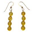 thumbnail image 1 of Amber 4 Bead 14K Gold Filled Drop/Dangle Earrings | 2" Long | Yellow | 1 Pair |, 1 of 11
