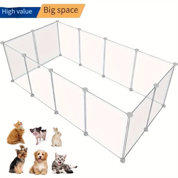 12pcs Iron Alloy Pet Playpen - 18" High Portable Foldable Fence - Easy Assembly for Indoor/Outdoor - For Rabbits, Puppies, Guinea Pigs, Ferrets, Mice, Hamsters, Hedgehogs, Turtles