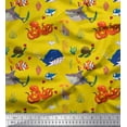 thumbnail image 1 of Soimoi Moss Georgette Fabric Coral,Whale & Jellyfish Ocean Printed Fabric 1 Yard 42 Inch Wide, 1 of 1