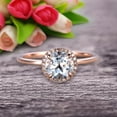 thumbnail image 1 of 1.25 Carat 6mm Round Cut Aquamarine Engagement Ring On 10K Rose Gold Halo Antique Design, Promise Ring, Anniversary Ring, 1 of 5