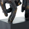 thumbnail image 5 of DecMode Black Polystone Hands Weathered Patina Linked Decorative Sculpture with Block Base and Gold Accents, 9" x 4" x 10", 5 of 18