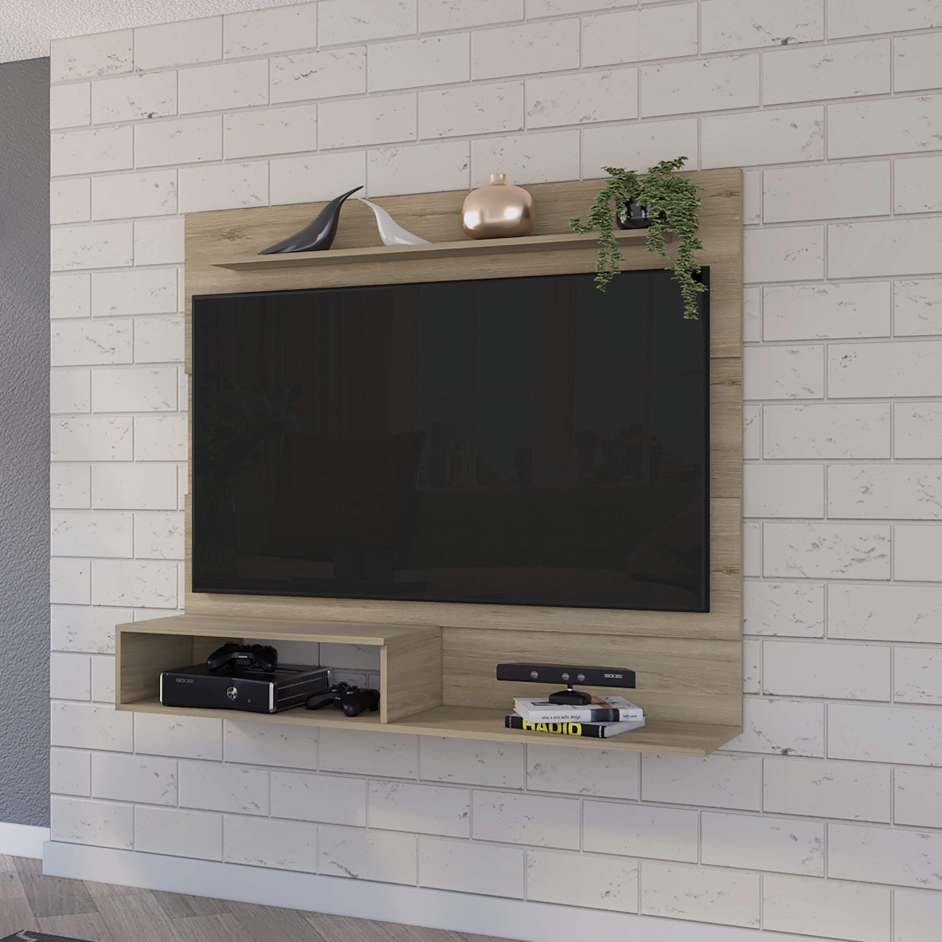 FM FURNITURE Cabos Entertainment Center Engineered Wood Light Pine