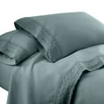thumbnail image 2 of Edra 4 Piece Microfiber Queen Size Sheet Set with Crochet Lace Teal Gray, 2 of 4