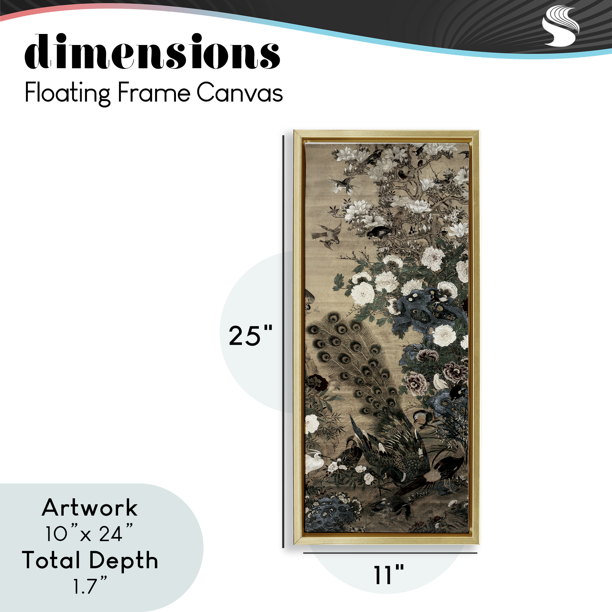 Ornate Silk And Moonlight Gold Framed Floater Canvas Wall Art, design by Vintage Hustle