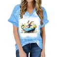 thumbnail image 4 of Odbmxy V-Neck Womens Plus Size T Shirts Easter Short Sleeve Tops for Women Vacation Casual Funny Graphic Regular Tops, 4 of 4