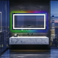 thumbnail image 3 of LUVODI Smart LED Bathroom Mirror: 48”x24” Long Rectangle Vanity Mirror with Bluetooth Speaker and HD Digital Display - Wall Mounted Front Back Lit Dimmable Makeup Mirror Anti Fog with Memory Function, 3 of 20