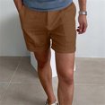 thumbnail image 4 of Men's Cotton Linen Shorts with Drawstring Elastic Waist Shorts Lightweight Breathable Casual Summer Linen Shorts Flat Front Cotton Linen Daily Wear Outfit with Pockets,Brown L, 4 of 4