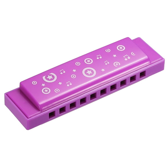 Uxcell Translucent Harmonica Assorted Colors 10 Holes Purple ABS Harp Mouth