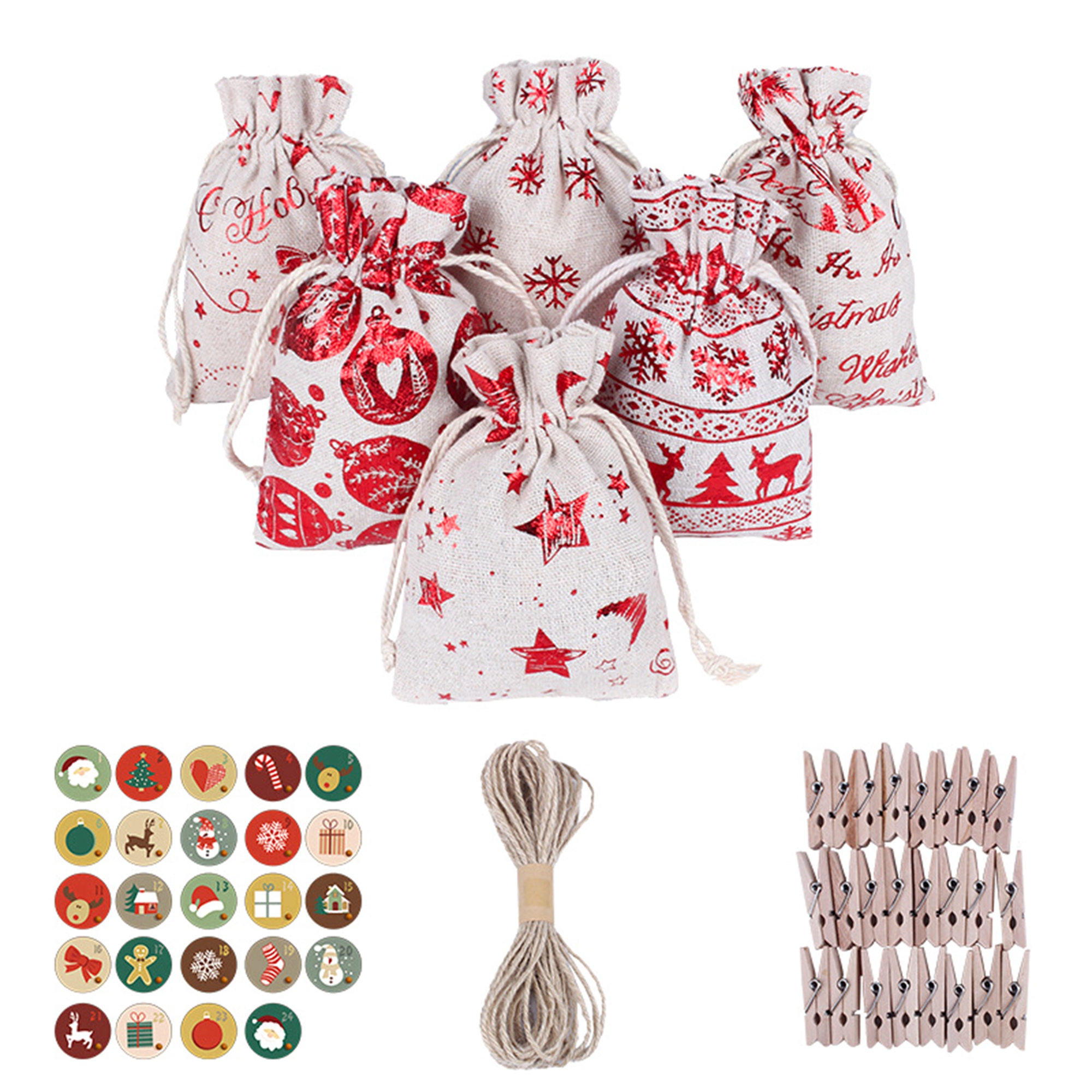 DcoolMoogl Christmas Advent Calendar 2022,24 Days Hanging Advent