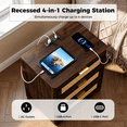 thumbnail image 4 of Biemlerfn Nightstand with Charging Station, 3 Drawers Bedside Table, Rattan End Table, Farmhouse Side Table for Bedroom, Living Room, Brown, 4 of 11