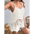 thumbnail image 6 of Women'S Fringe Camis Western Cowgirl Tassel Tank Tops Sleeveless V-Neck Crochet Top Spaghetti Straps Vest Cream White L, 6 of 9