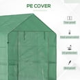 thumbnail image 3 of Outsunny 7' x 5' x 6.5' Walk-in Greenhouse, PE Cover, 2-Tier Shelves, Steel Frame Hot house, Roll-Up Zipper Door for Flowers, Vegetables, Saplings, Tropical Plants, Green, 3 of 9