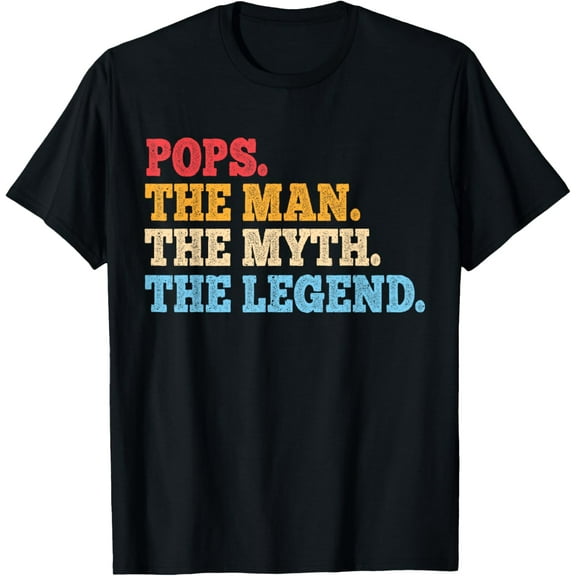 Funny Father, Dad & Grandpa Shirt -Pops The Man The Myth Tee T-Shirt