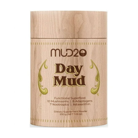 Day Mud Functional Superfood Powder - Caffeine Free Coffee Alternative, All Natural Ingredients with Mushrooms, Nootropics and Adaptogens for Focus - Eco-Friendly Refillable Jar, 30 Servings - 200g