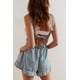 thumbnail image 2 of Pantalones cortos de mezclilla D-Sun para mujer, sin mangas, dobladillo con volantes, 2 of 4