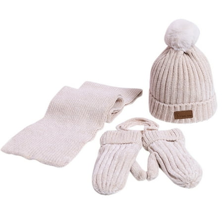 

3Pcs Toddler Baby Girls Boys Winter Warm Knitted Cap+Scarf+Gloves Keep Warm Set
