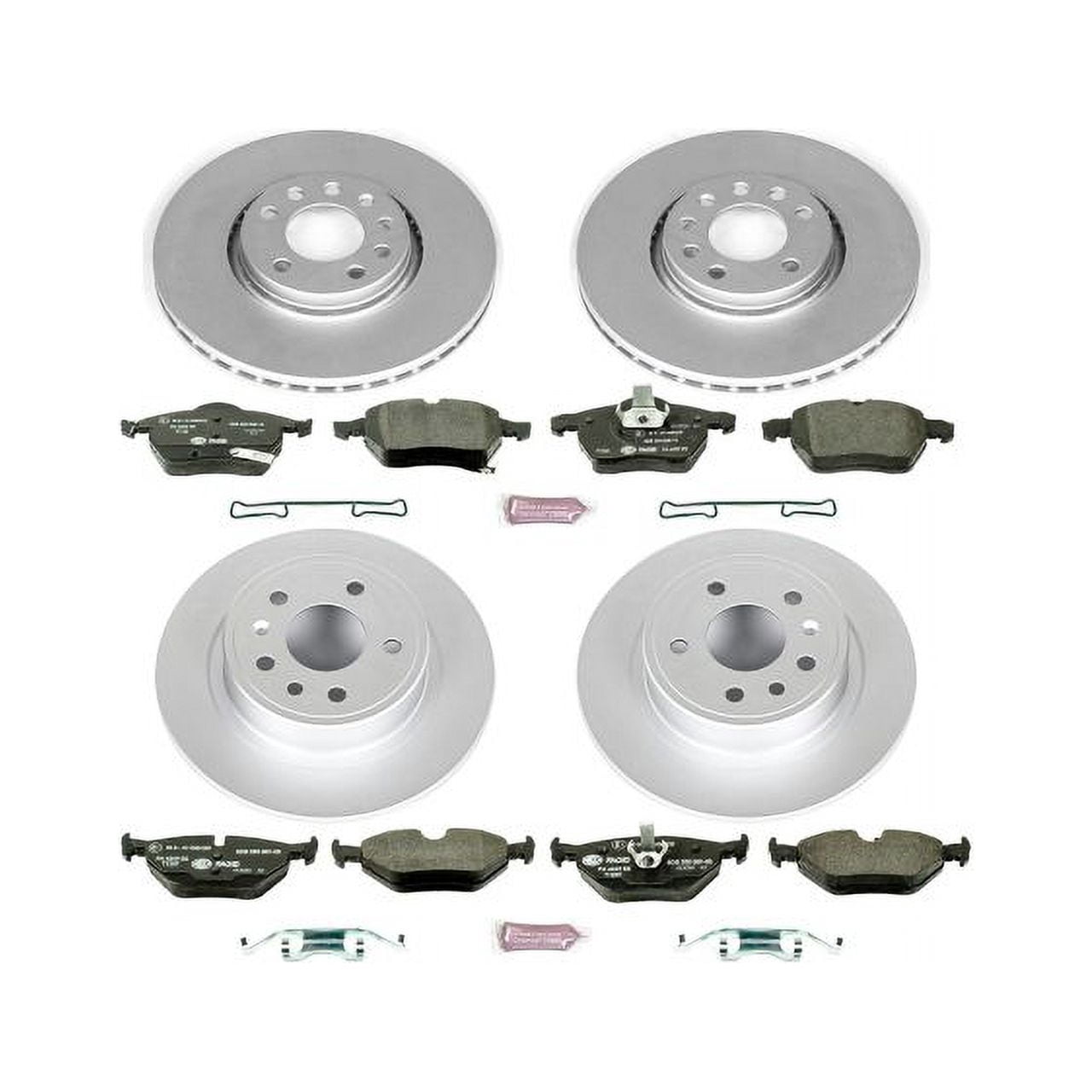 Power Stop Front and Rear Euro-Stop ECE-R90 Certified Brake Pad and Rotor Kit ESK4372