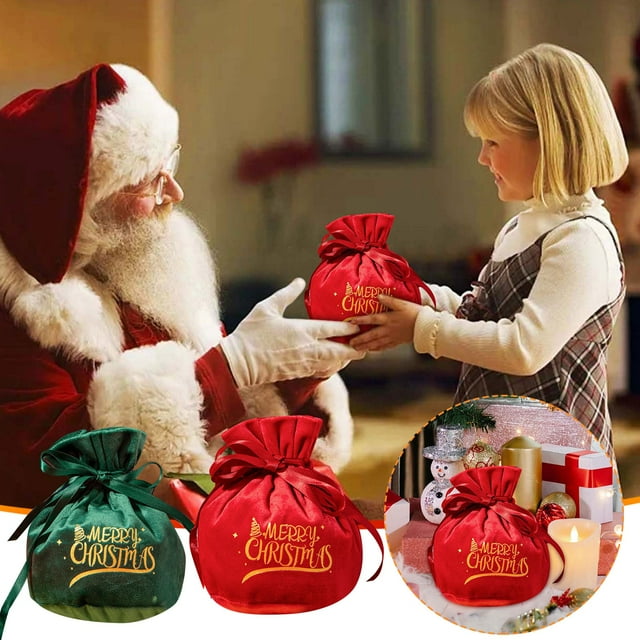 Bolsa de Terciopelo de Navidad Ganfancp Bolsillo Caja de Caramelos de Navidad Bolsa de Tela de Navidad