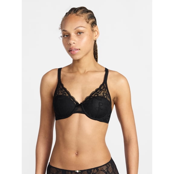 No Boundaries Bow Lace Half Cup Bra, Women's 34B-40DD