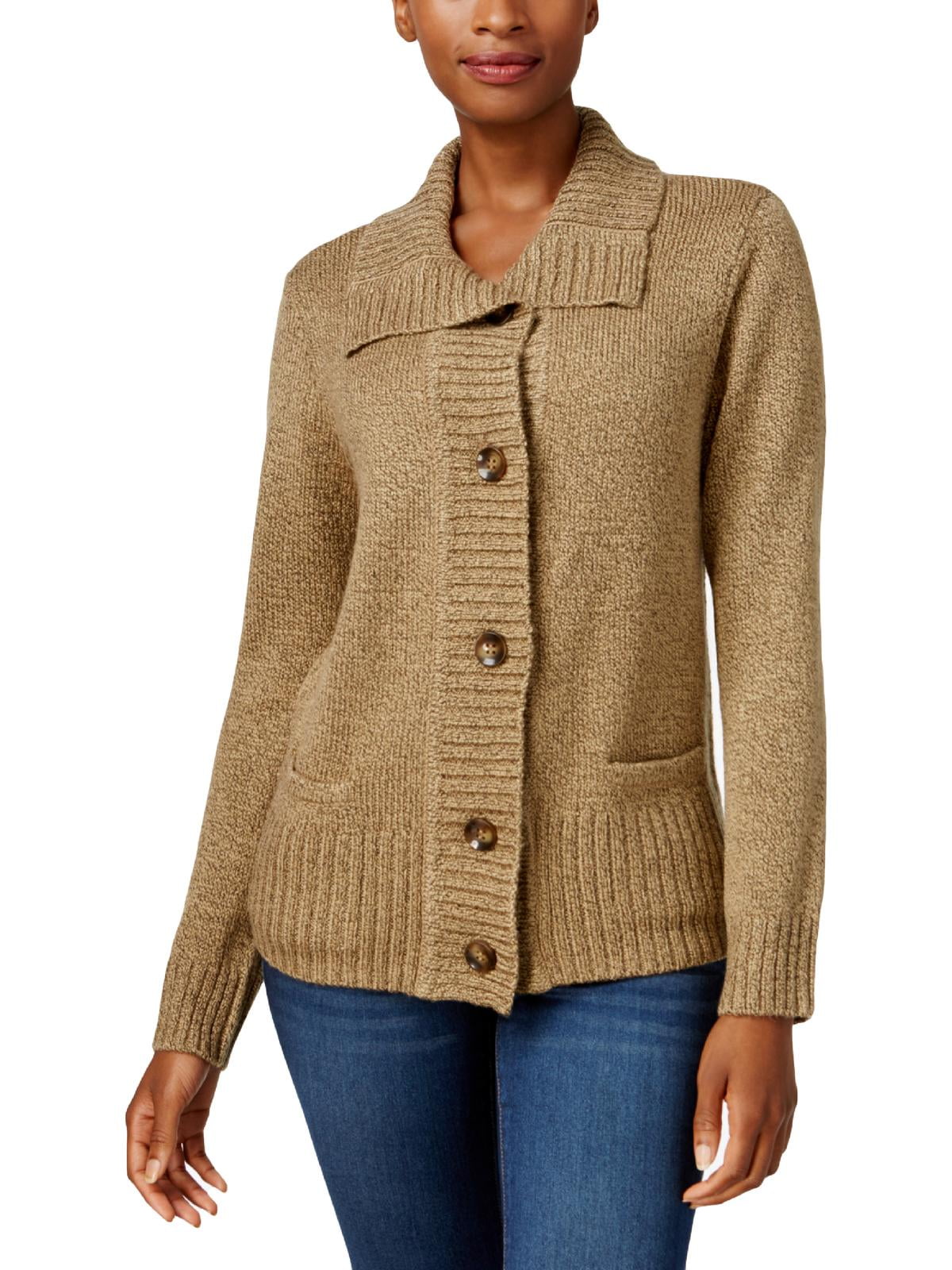 Karen Scott Womens Marled Knit Cardigan 