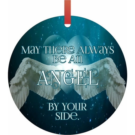 Angel Hair Christmas Decoration Uk Ornaments Aqua May There Always Be An Angel By Your Side Semigloss Flat Round Shaped Ornament Xmas Tree Christmas Décor - Christmas Room Décor and Ornament Yard Decorations ()