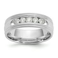 thumbnail image 1 of 14K White Gold Ring Band Men's Milgrain Diamond Lab Grown Round, Size 8, 1 of 7