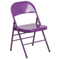 thumbnail image 2 of Flash Furniture HERCULES COLORBURST Series Impulsive Purple Triple Braced & Double Hinged Metal Folding Chair, 2 of 12