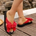 thumbnail image 6 of Women's Bow Decor Wedge Flip Flops, Open Toe Comfortable Summer Thong Sandals, Footwear for Beach Vacation and Casual Daily Wear Red 42, 6 of 9