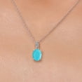 thumbnail image 3 of Gem Stone King 1.51 Ct Oval Green Turquoise White Diamond 10K White Gold Pendant with Chain, 3 of 6