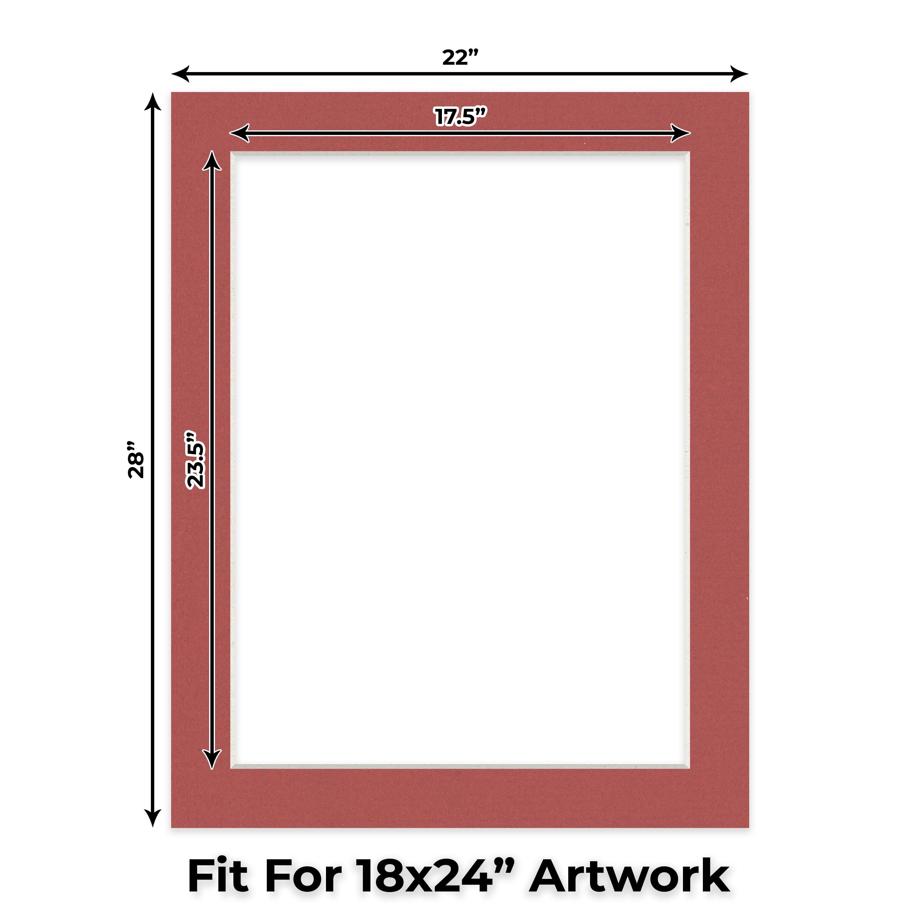 Brick Red Picture Frame Mat for 22x28 Frames - Fits 18x24 Photos - 25 Mats
