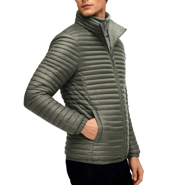 Ceisia Men's Winter Warm Stand Collar Zipper Cardigan with Pockets Windproof Water Gift Repellent Lightweight Puffer Jacket