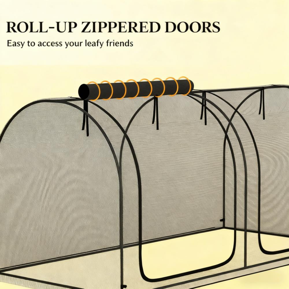 Plant Protection Tent, Crop Cage with Two Zippered Doors,Storage Bag and Ground Stakes, for Garden, Yard, Lawn