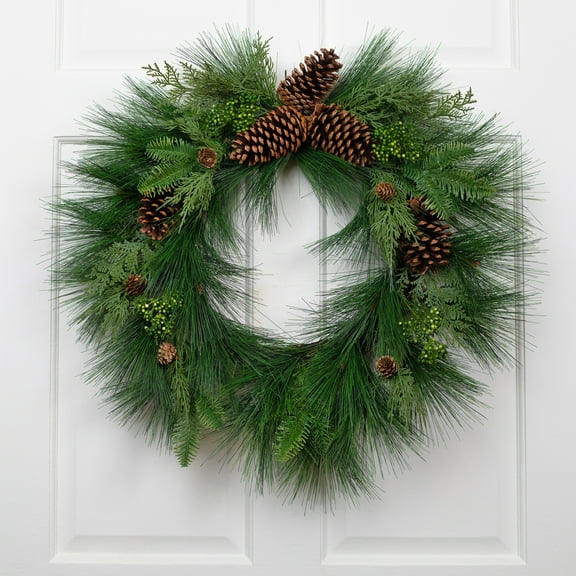 Northlight Long Needle Pine Berries and Pinecone Artificial Christmas Wreath - 26" - Unlit