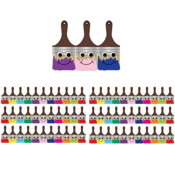 Hygloss Happy Paintbrush Die Cut Classroom Border, 36 Feet Per Pack, 6 Packs