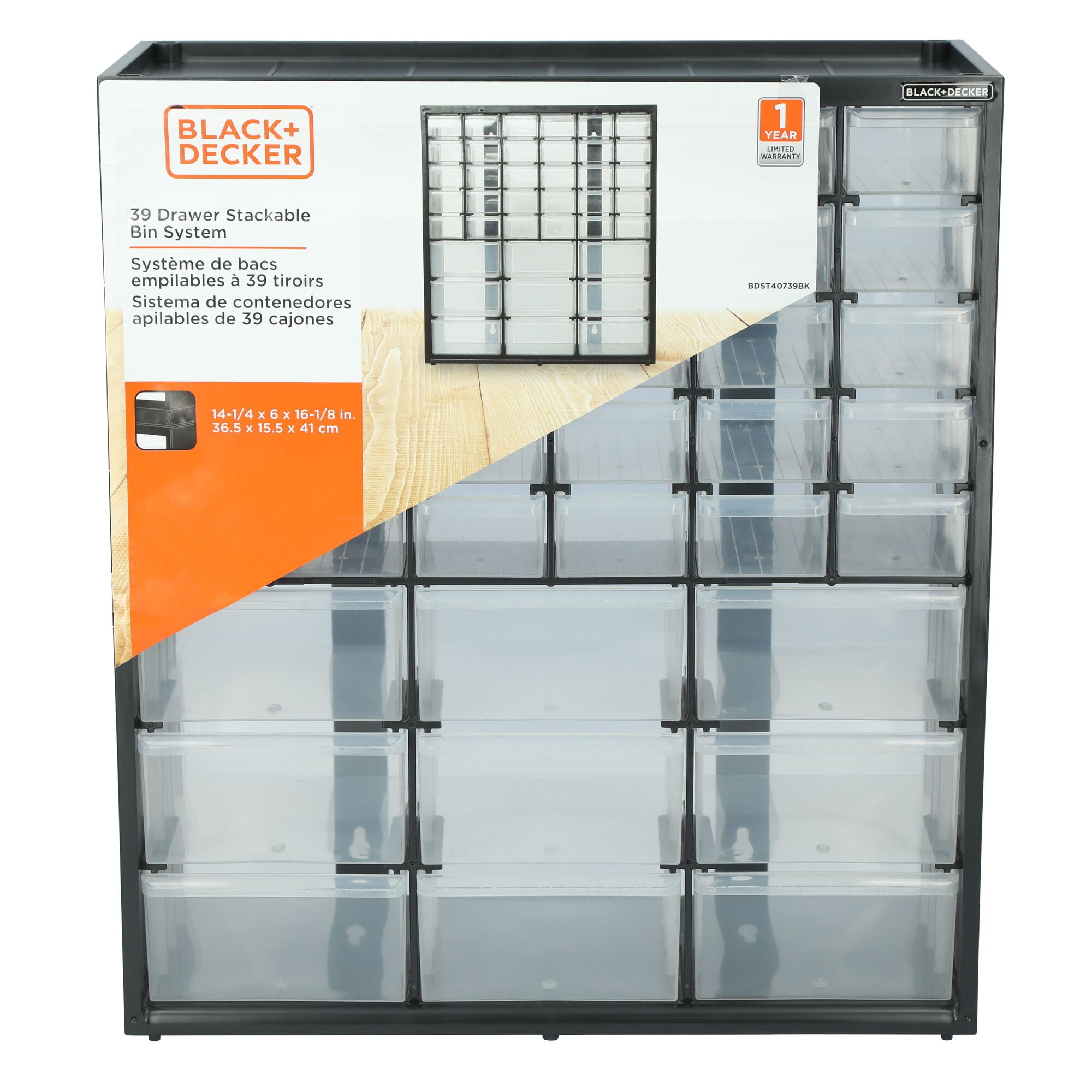 BLACK+DECKER Large & Small 39 Drawer Bin Blk (BDST40739BK)