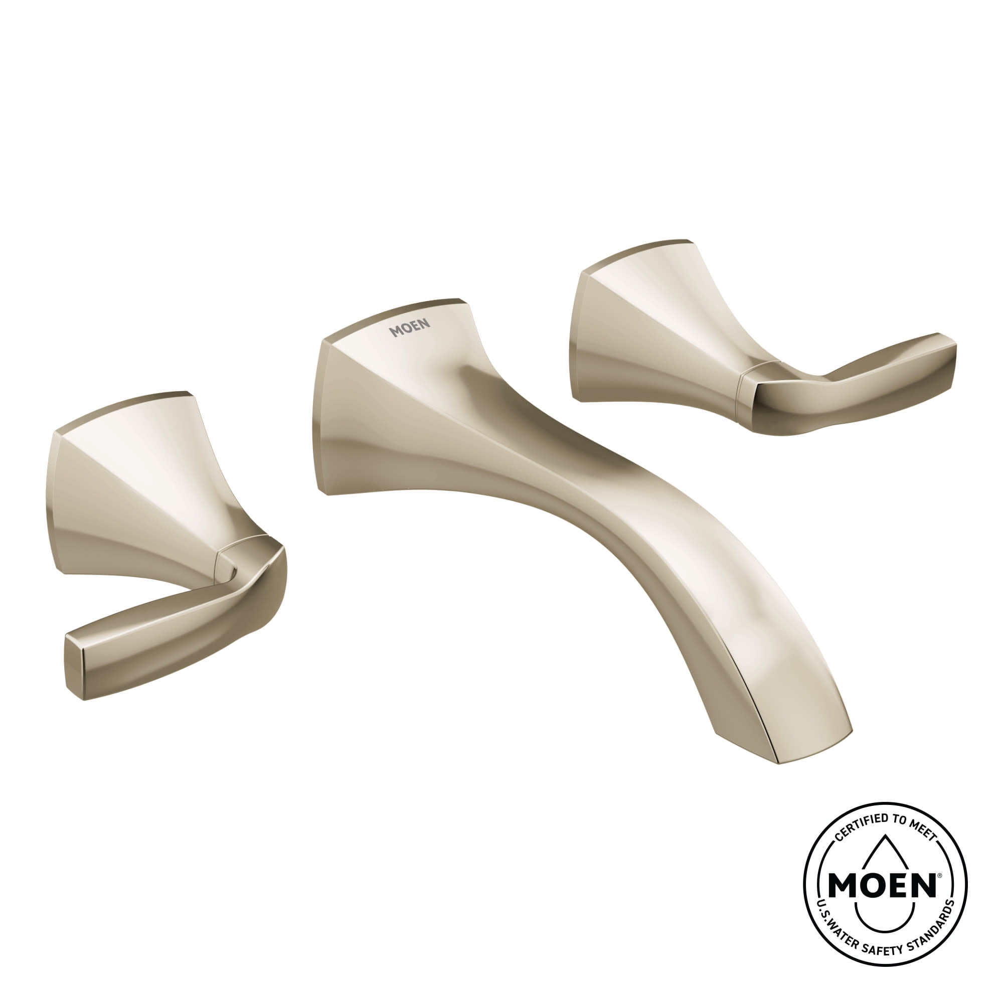 Moen T6906NL Voss Two Handle Wall Mount Bathroom Sink Faucet in Polished Nickel
