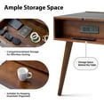 thumbnail image 4 of 23" Wooden End Table with Charging Station and Tray Modern End Table  Walnut, 4 of 7
