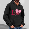 thumbnail image 2 of YOIAVAIOY Valentines Day Love Heart Hoodies Mens Valentine Graphic Long Sleeve Pullover Girlfriend Casual Sweatshirt Black M, 2 of 5