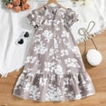 thumbnail image 4 of Baby Girl Dress Summer Short Sleeve Flower Print Princess Dress Casual Dress Flower Girl Dress,Size 8 Years-9 Years, 4 of 6